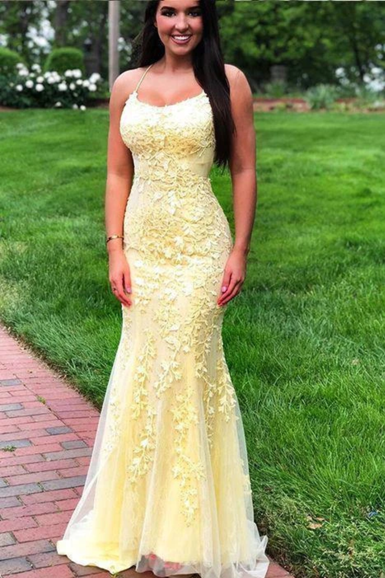 Sexy Mermaid Prom Dresses Criss Cross Back Evening Dresses, Hot Selling Long Formal Dress