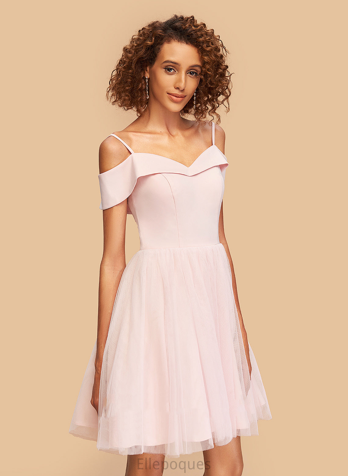 Homecoming Dresses Dress Tulle A-Line Off-the-Shoulder Homecoming V-neck Short/Mini Adrienne