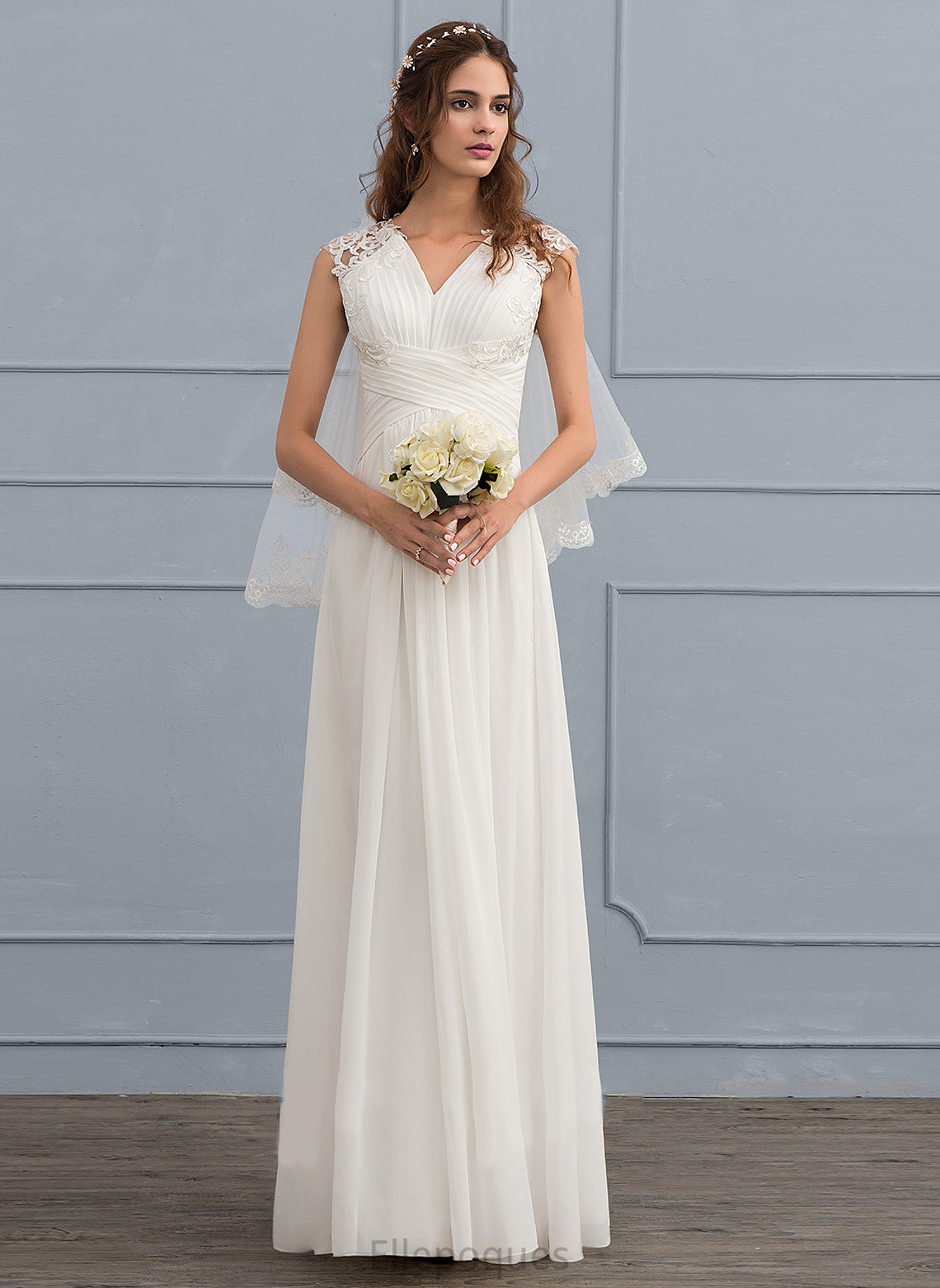 Floor-Length Wedding Dress Ruffle Matilda Sweetheart Chiffon A-Line Wedding Dresses With Lace