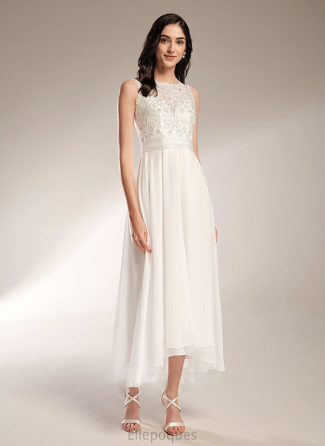 Wedding Dresses Bella Neck Scoop Asymmetrical Dress A-Line Wedding