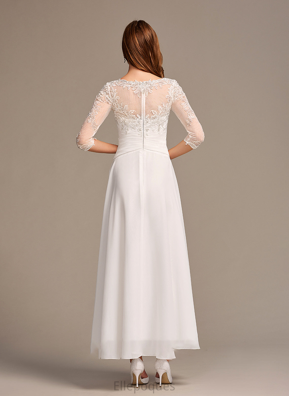 Wedding Dresses Asymmetrical With Wedding A-Line Illusion Lace Dress Harmony