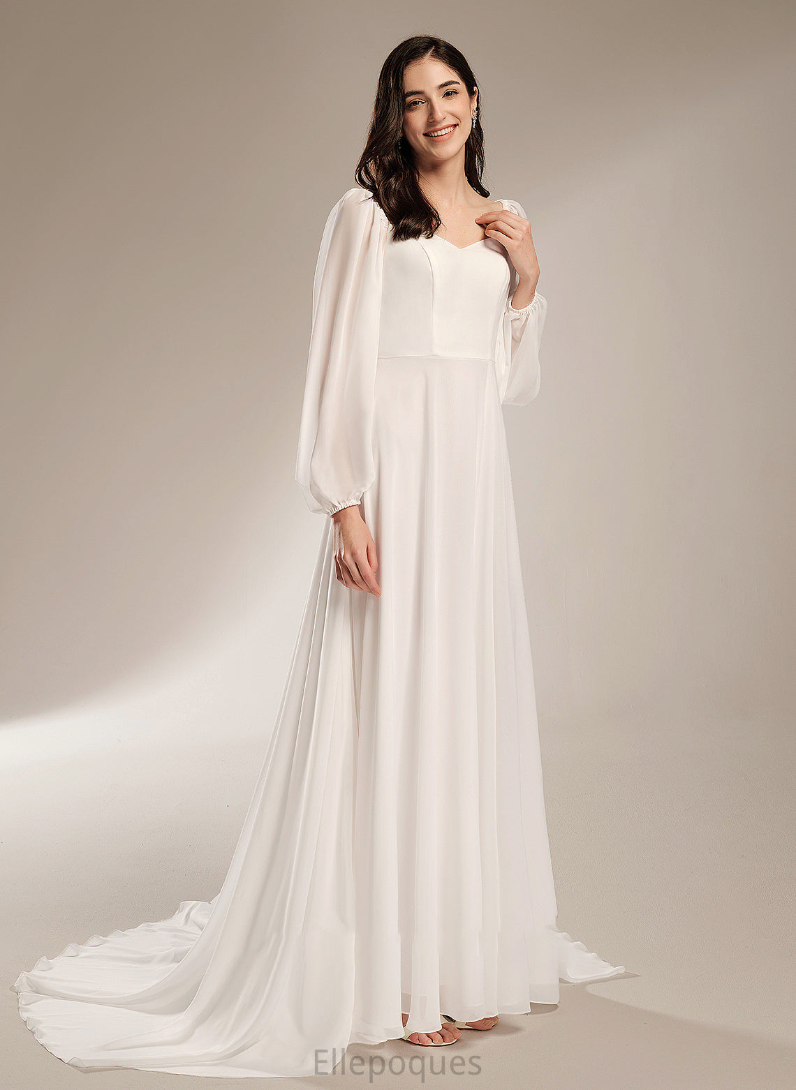 Wedding Dresses Wedding Front Chapel Sherry V-neck With Split Dress A-Line Train