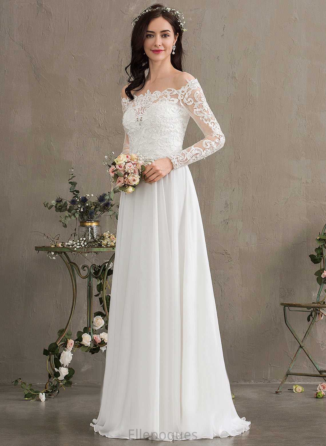 Wedding Chiffon Lace Floor-Length Wedding Dresses Dress Kiera Off-the-Shoulder A-Line