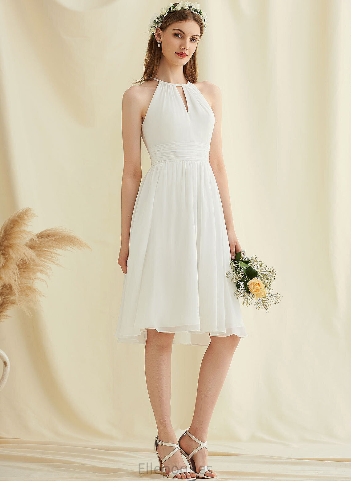 A-Line Chiffon Dress Wedding Dresses Camryn Knee-Length Wedding