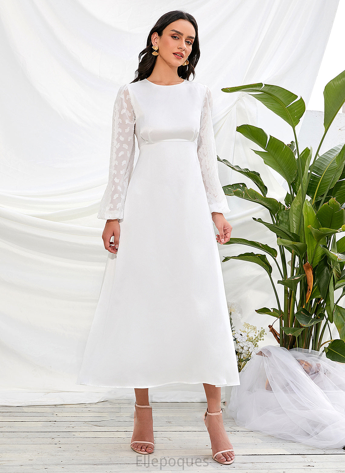 Dress Wedding Elianna Wedding Dresses Tea-Length A-Line