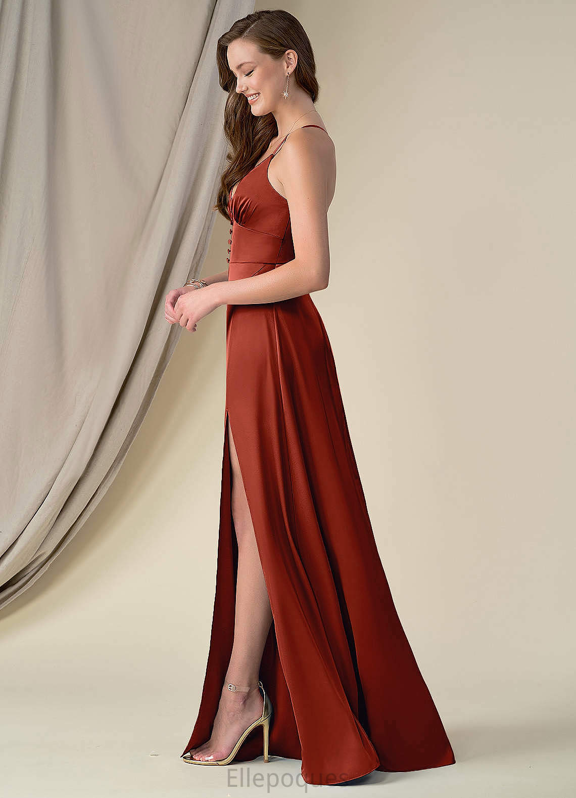 Lyric Natural Waist Spandex Sleeveless Floor Length Trumpet/Mermaid Straps Bridesmaid Dresses