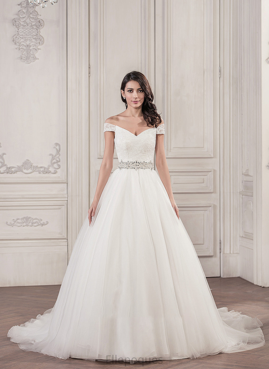 Dress Cathedral Erica Wedding Dresses Ball-Gown/Princess Train Wedding Tulle With Beading Sequins