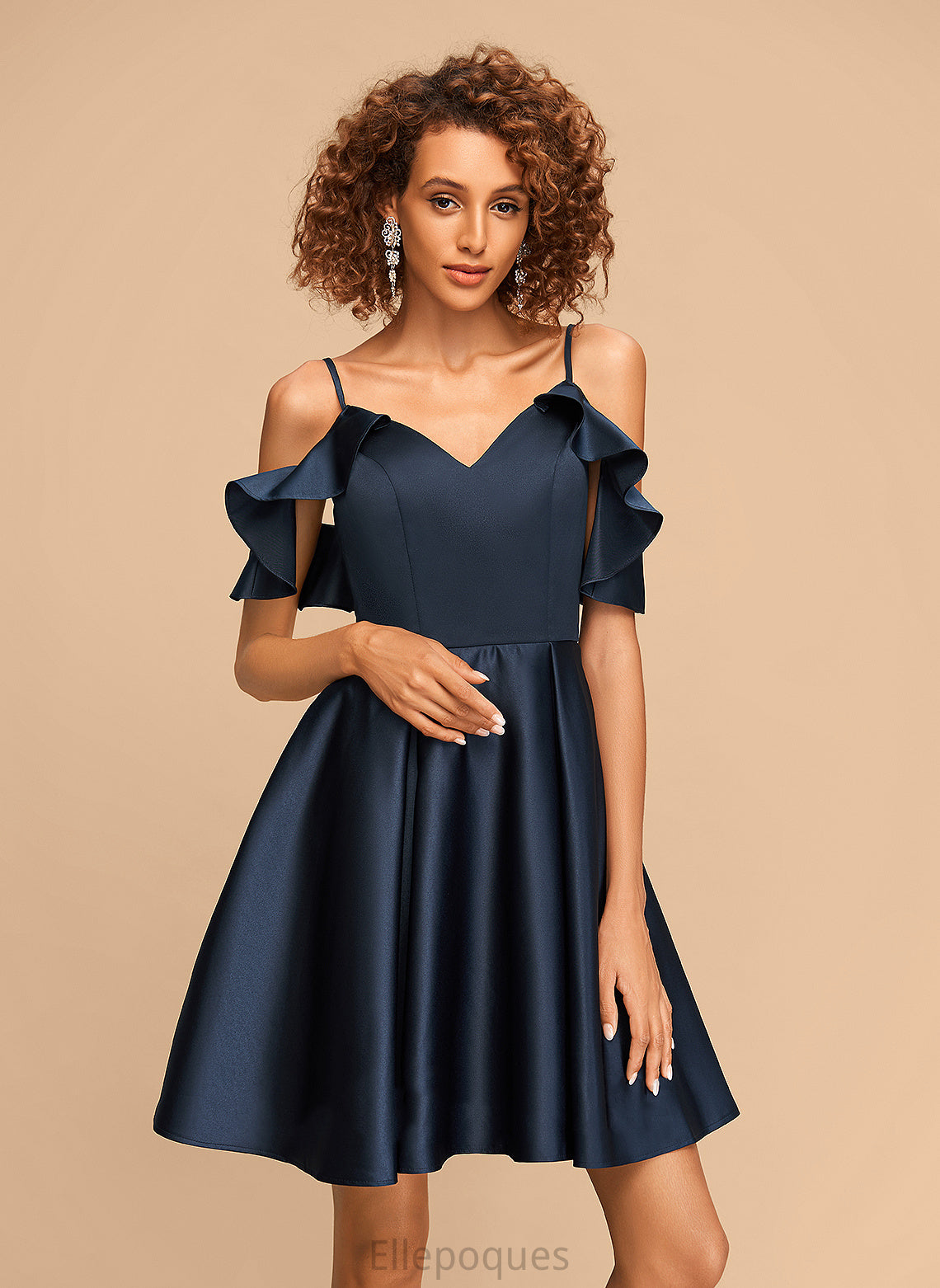 Satin Short/Mini V-neck Homecoming With Ciara Cascading A-Line Dress Ruffles Homecoming Dresses