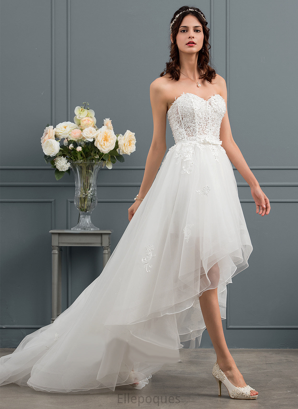 Tulle Beading With Dress Asymmetrical Sweetheart Sequins Wedding Wedding Dresses Corinne Lace A-Line Satin Bow(s)