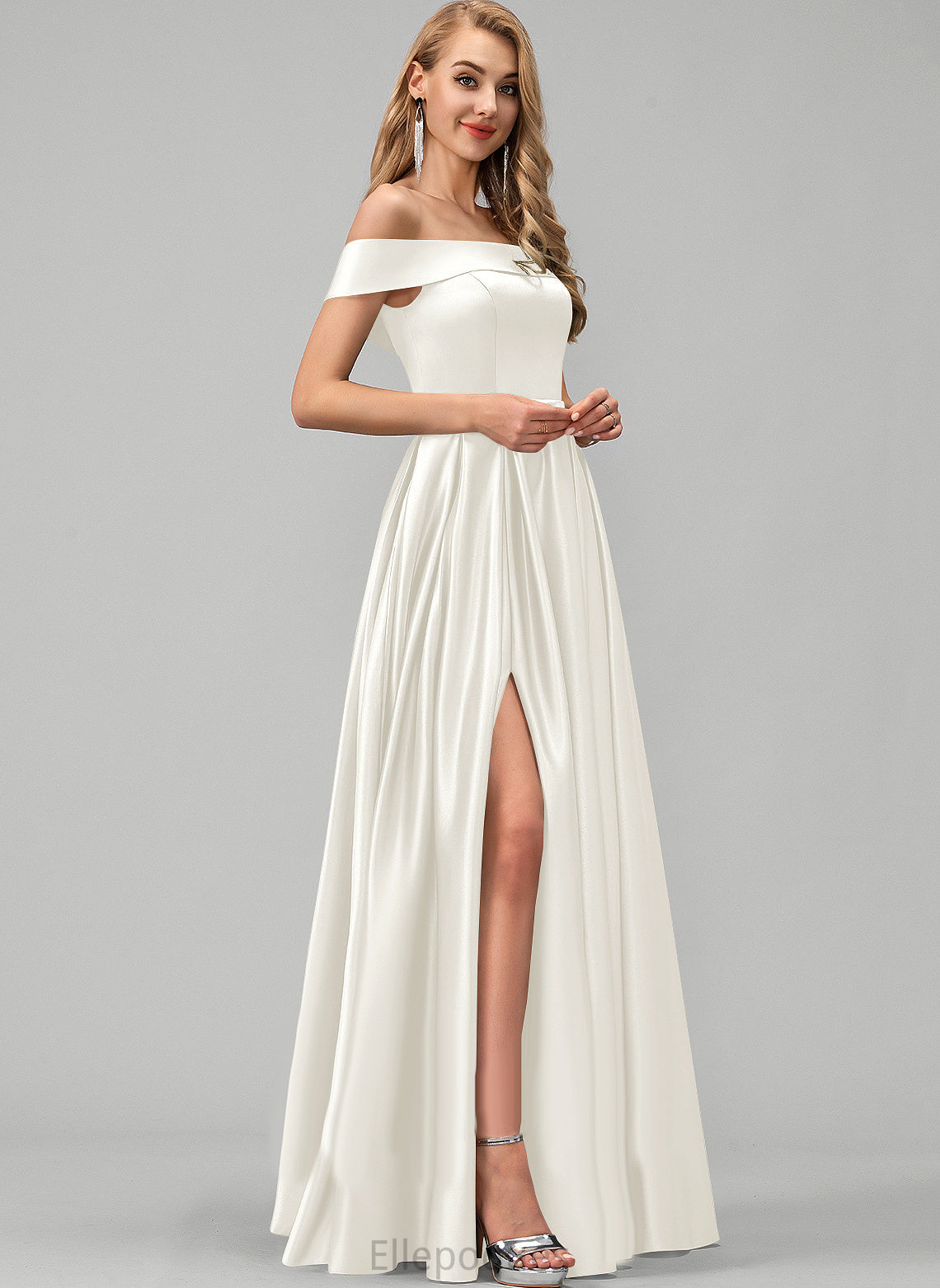 Wedding Floor-Length Wedding Dresses Off-the-Shoulder Dress Maleah Satin Ball-Gown/Princess