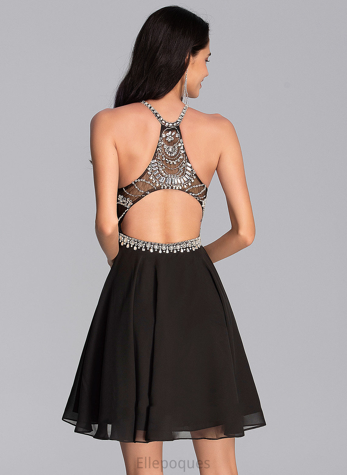 Homecoming Dresses Dress Beading Homecoming Short/Mini A-Line Scoop With Izabelle Chiffon Neck Sequins