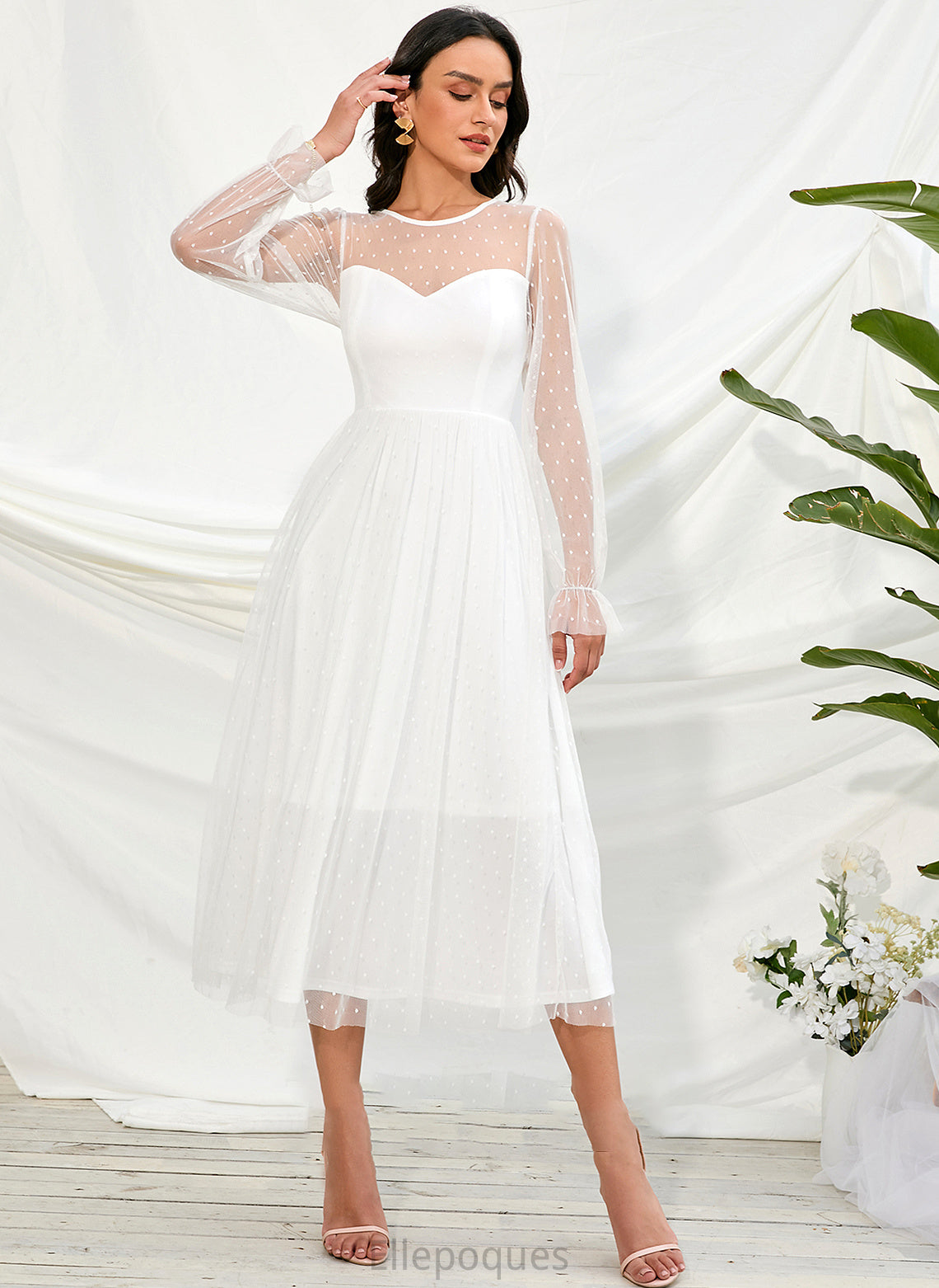 A-Line Dress Wedding Tea-Length Amya Wedding Dresses