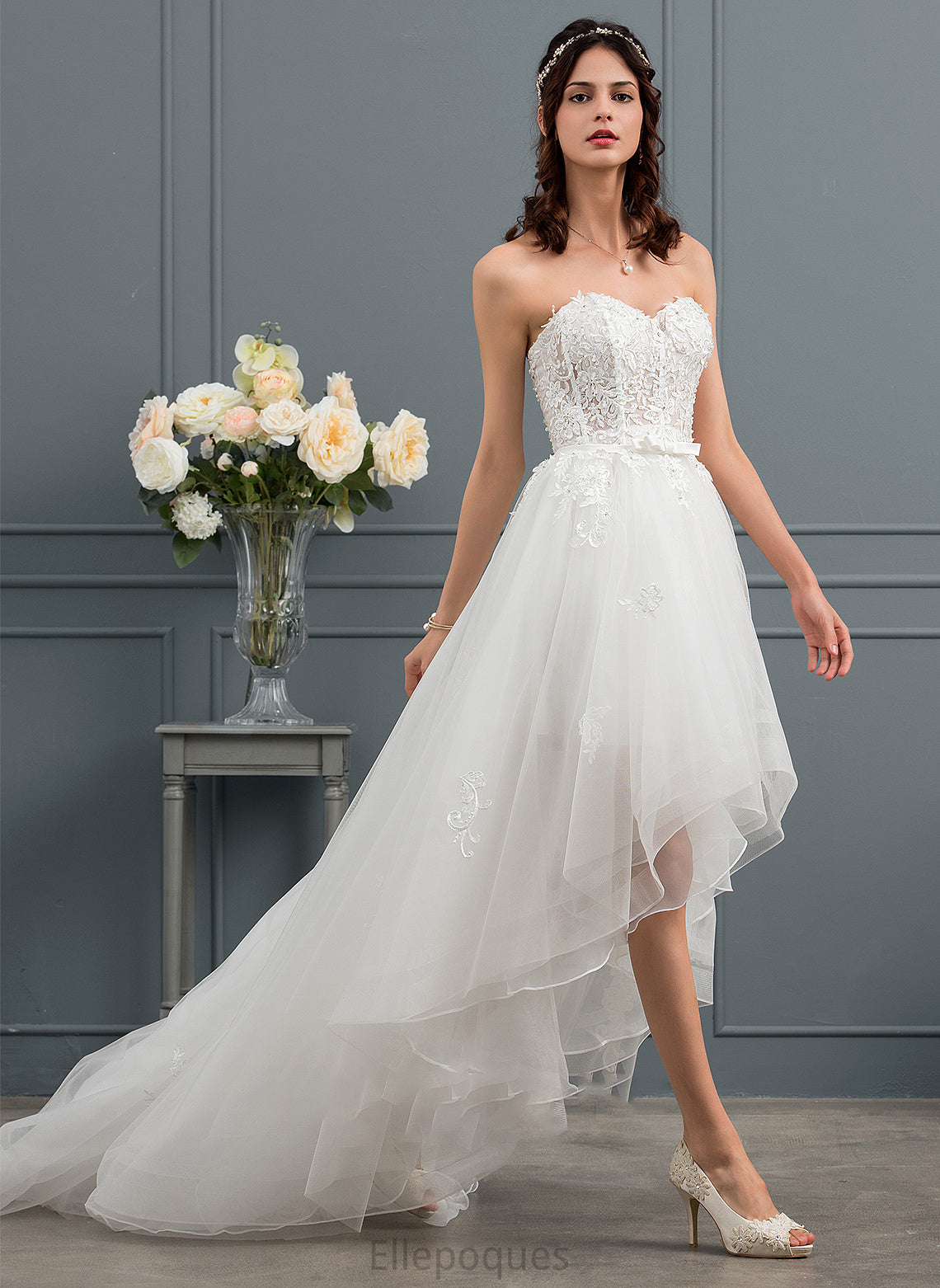 A-Line Tulle With Wedding Dresses Ayanna Sweetheart Dress Wedding Bow(s) Beading Asymmetrical Sequins