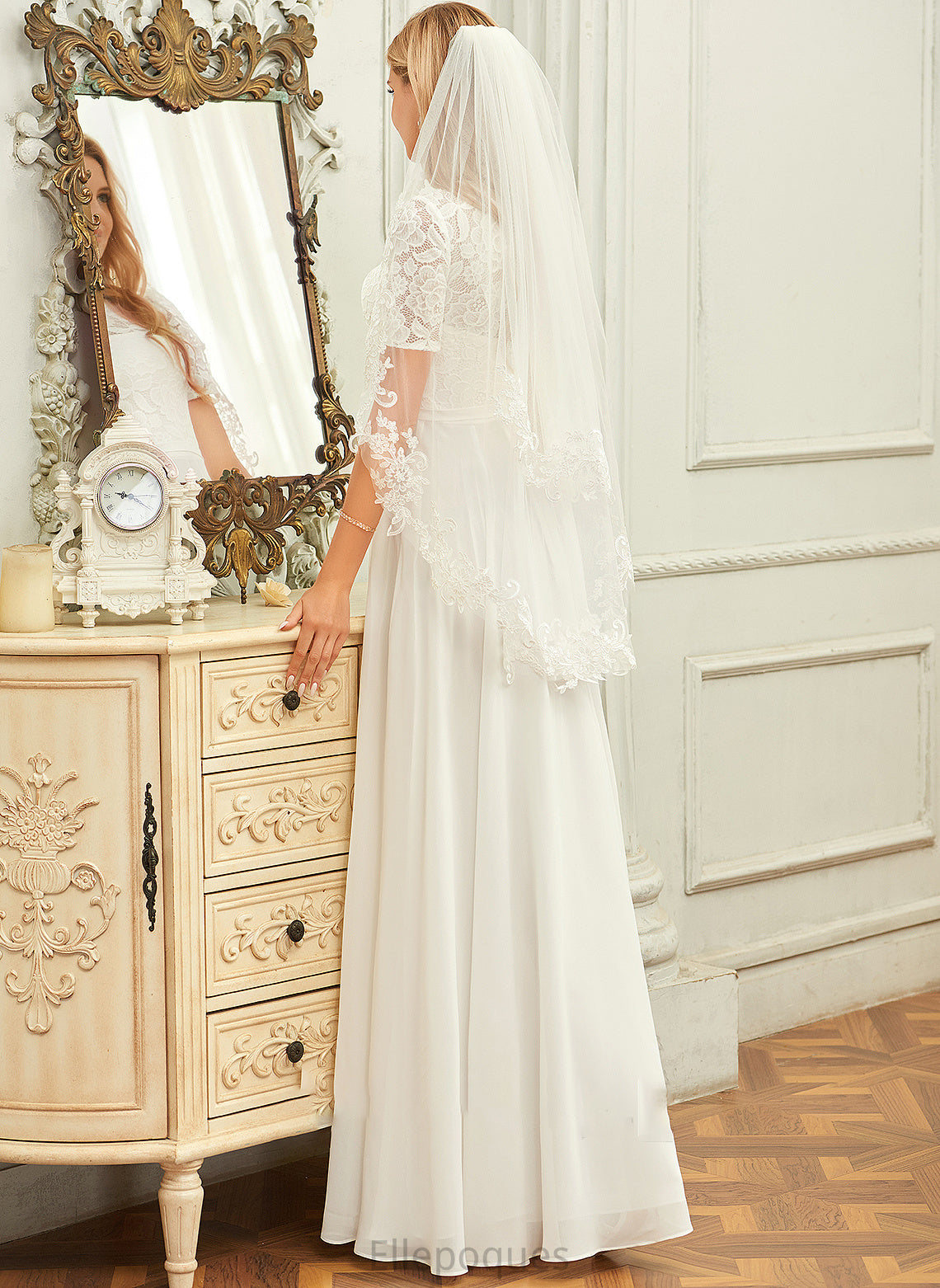 Scoop Neck Dress Jaylynn Chiffon Wedding Wedding Dresses A-Line Floor-Length Lace