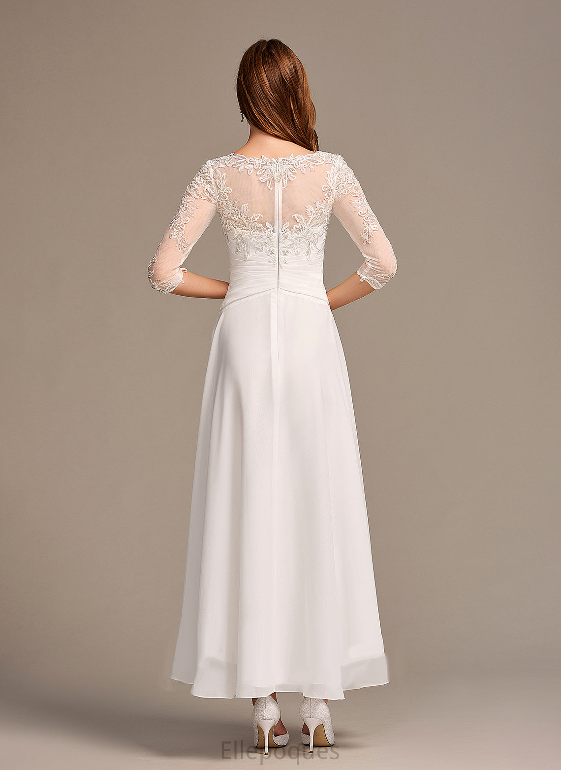 Dress Lace Asymmetrical Alanna A-Line With Wedding Dresses Illusion Wedding Chiffon