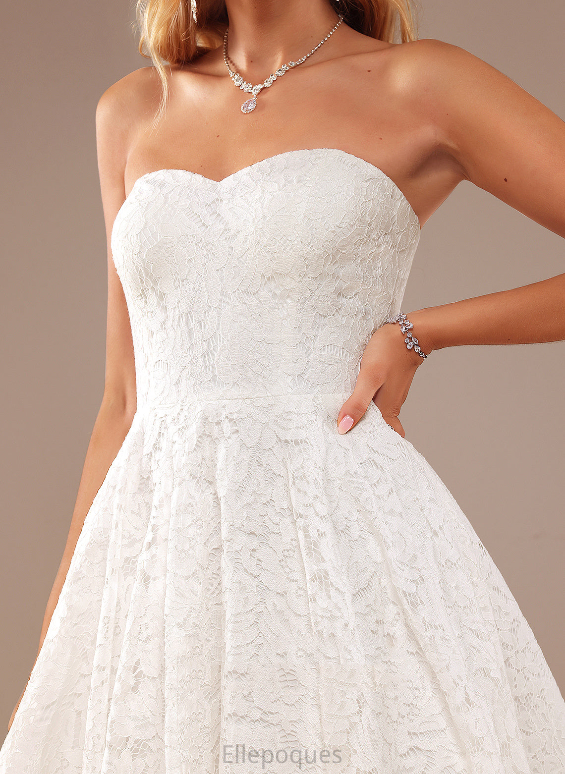 Knee-Length Jazmine Wedding A-Line Sweetheart Lace Wedding Dresses Dress