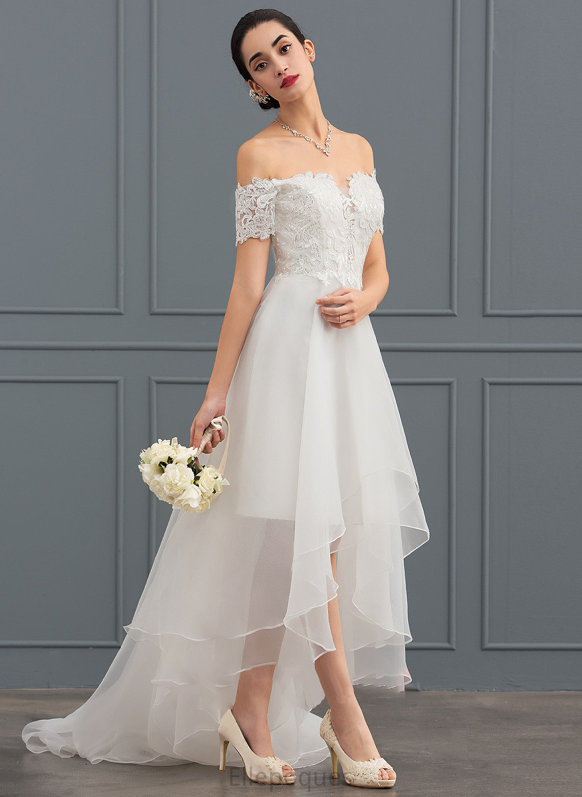 Wedding Asymmetrical Wedding Dresses Sequins With Dress Organza A-Line Callie