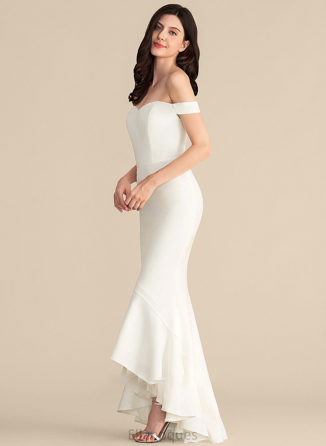 Wedding Crepe Kailey Trumpet/Mermaid Off-the-Shoulder Asymmetrical Wedding Dresses Dress Stretch