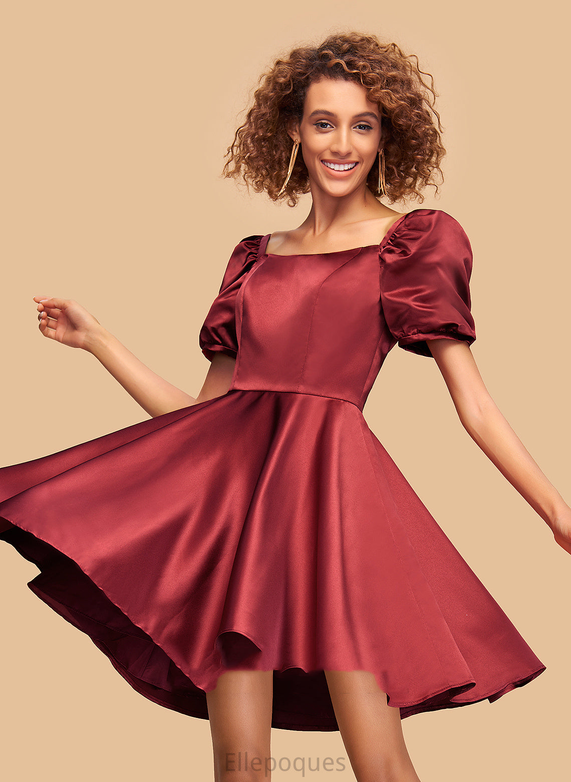 Homecoming Dresses A-Line Nancy Neckline Square Dress Homecoming Satin Short/Mini