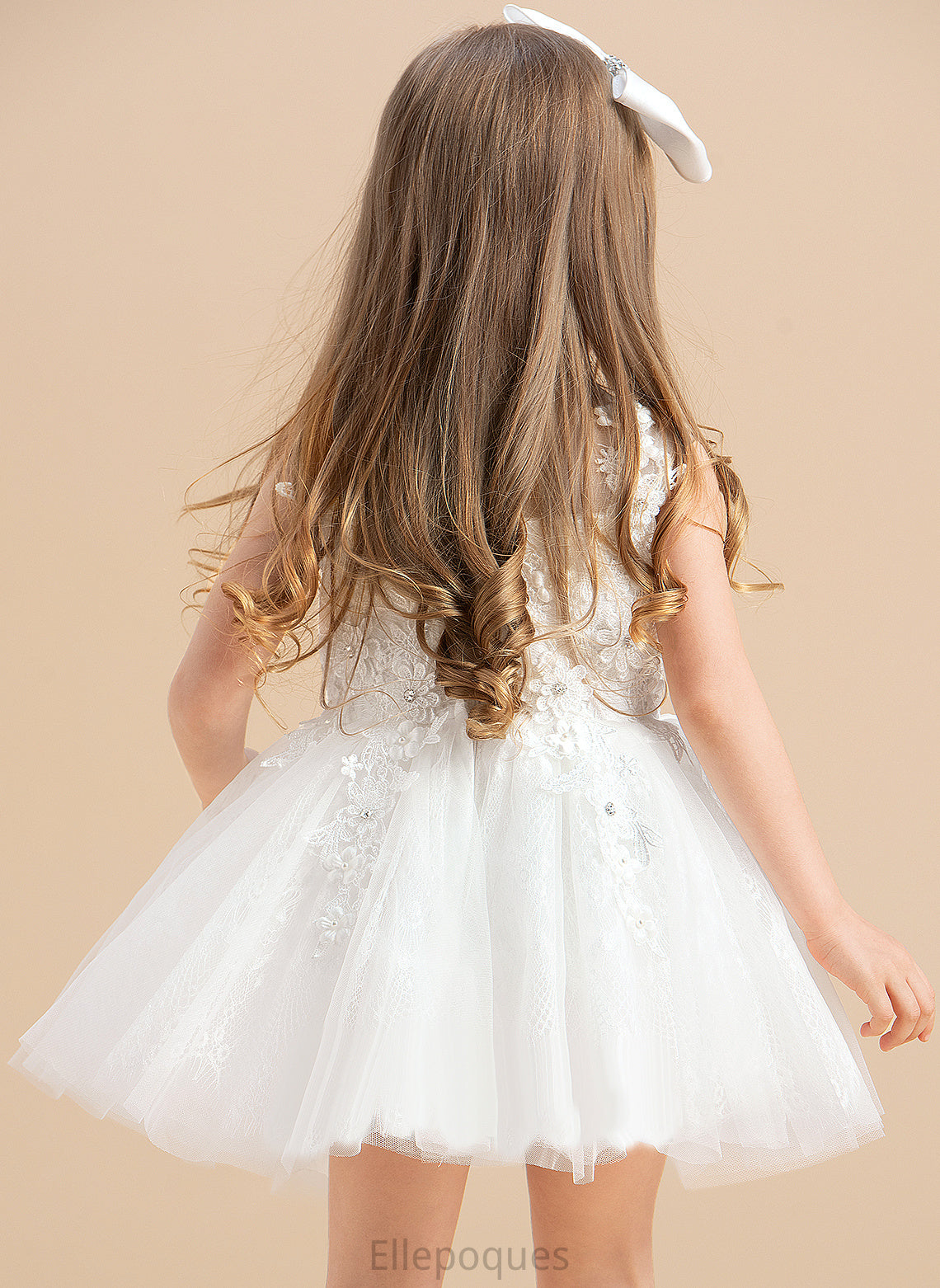 Carly Sleeveless Tulle Flower Girl Dresses With Dress Flower Scoop - Girl Neck Beading/Appliques Ball-Gown/Princess Knee-length