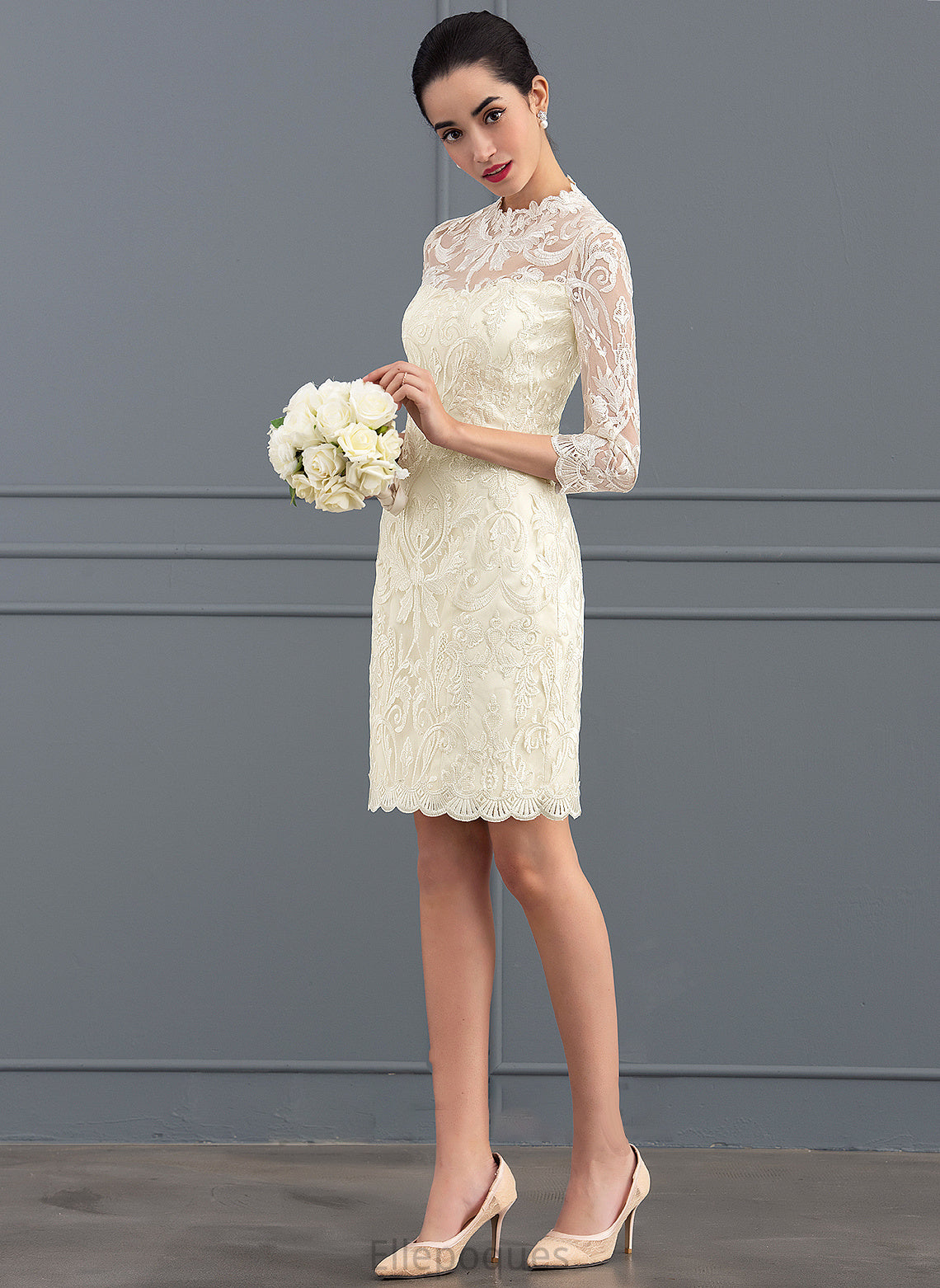 Neck Camille Wedding Dresses Wedding Knee-Length Lace Sheath/Column Dress High