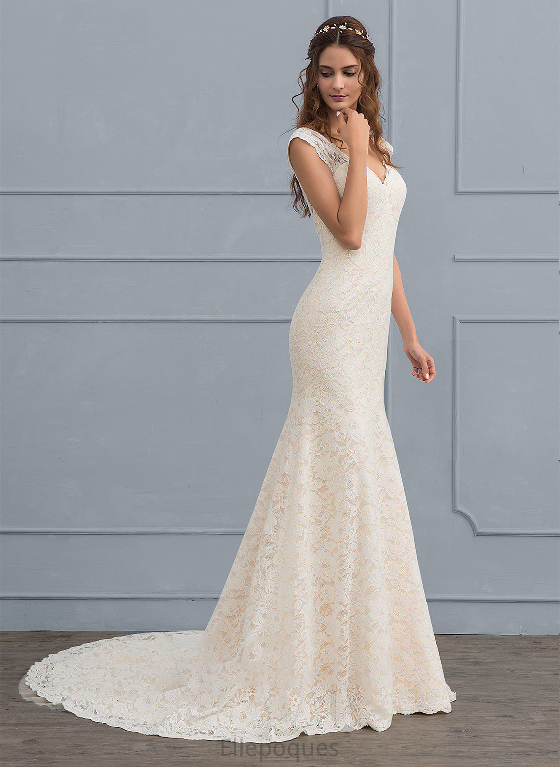 Wedding Janae Lace Wedding Dresses Trumpet/Mermaid Train V-neck Court Dress