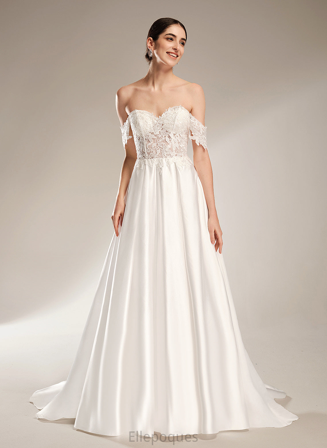 Dress Train Lace Wedding Dresses Sweetheart Chapel With Satin Aiyana Ball-Gown/Princess Wedding Sequins