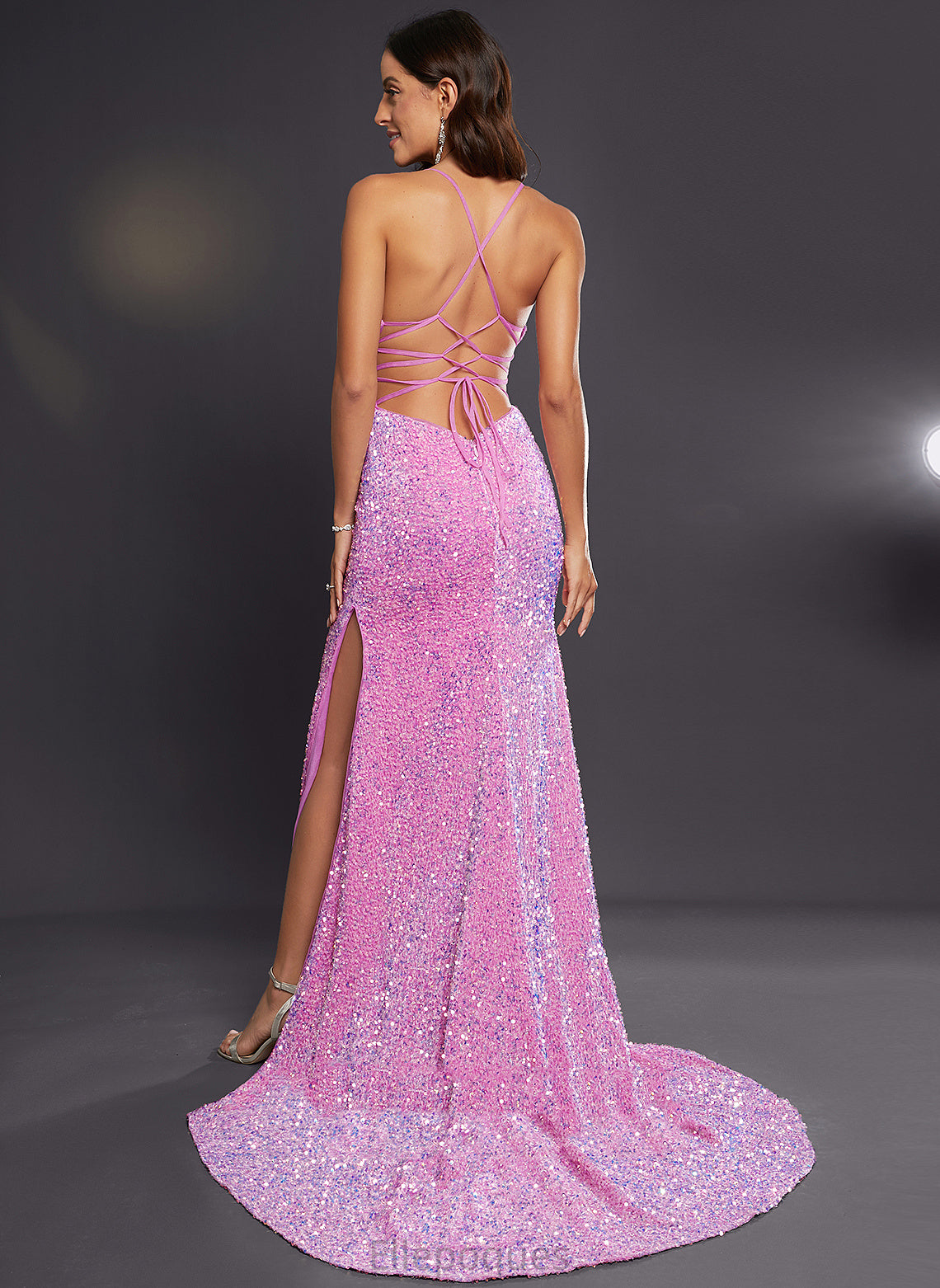 Sequined Train Trumpet/Mermaid Square Alisson Prom Dresses Sweep