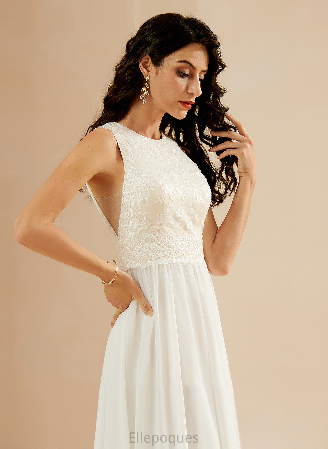 A-Line Wedding Mariela Sweep Sequins Lace Train Wedding Dresses Dress With