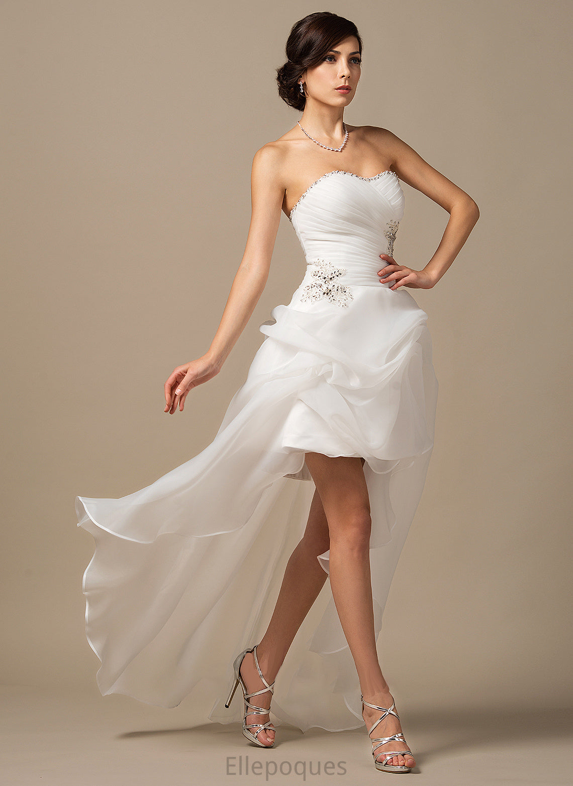 Wedding Dresses Organza Dress Malia A-Line Wedding With Asymmetrical Sequins Ruffle Beading Sweetheart