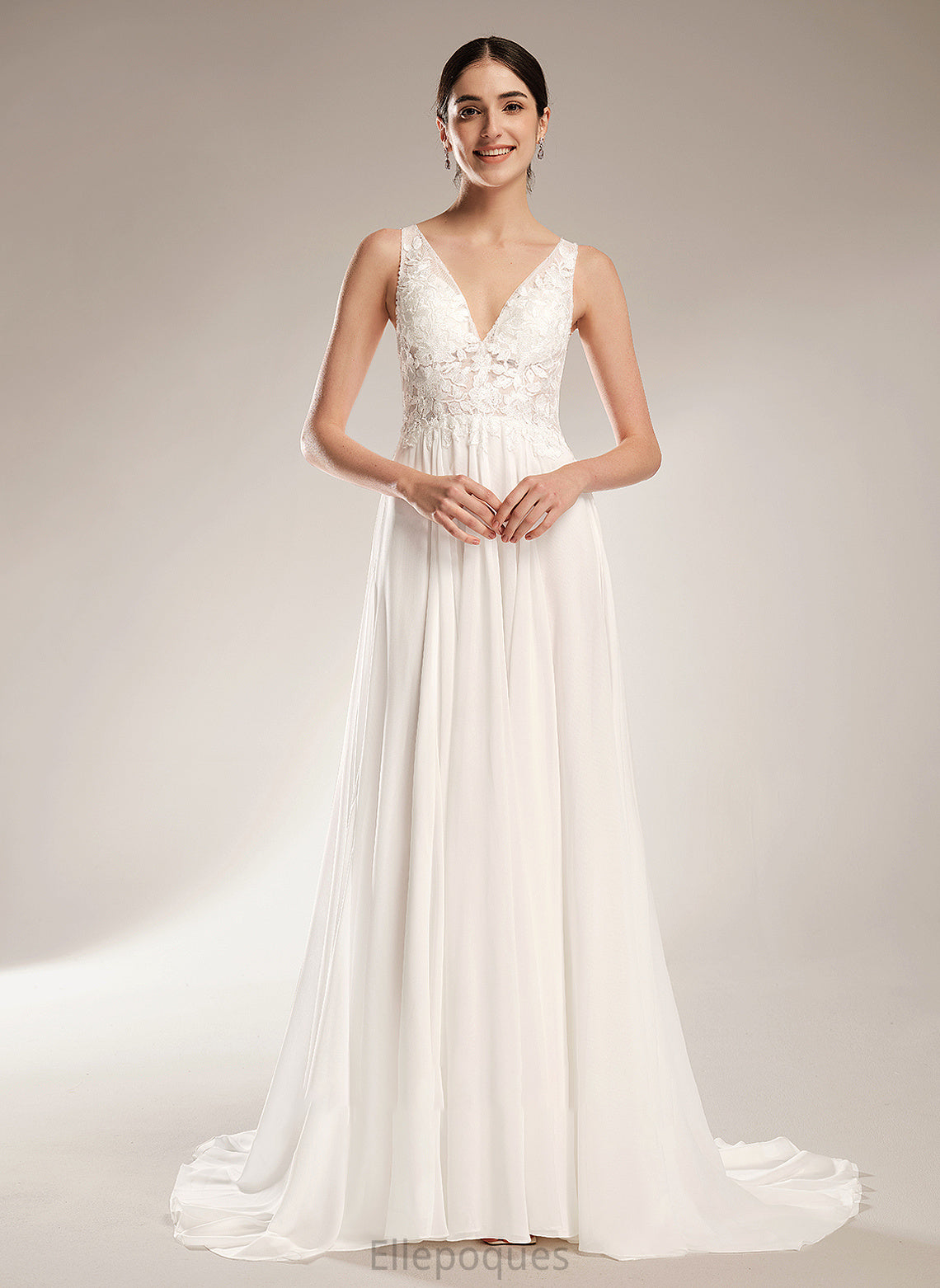 Danielle Beading Dress Wedding Wedding Dresses Train V-neck A-Line Sequins Court With