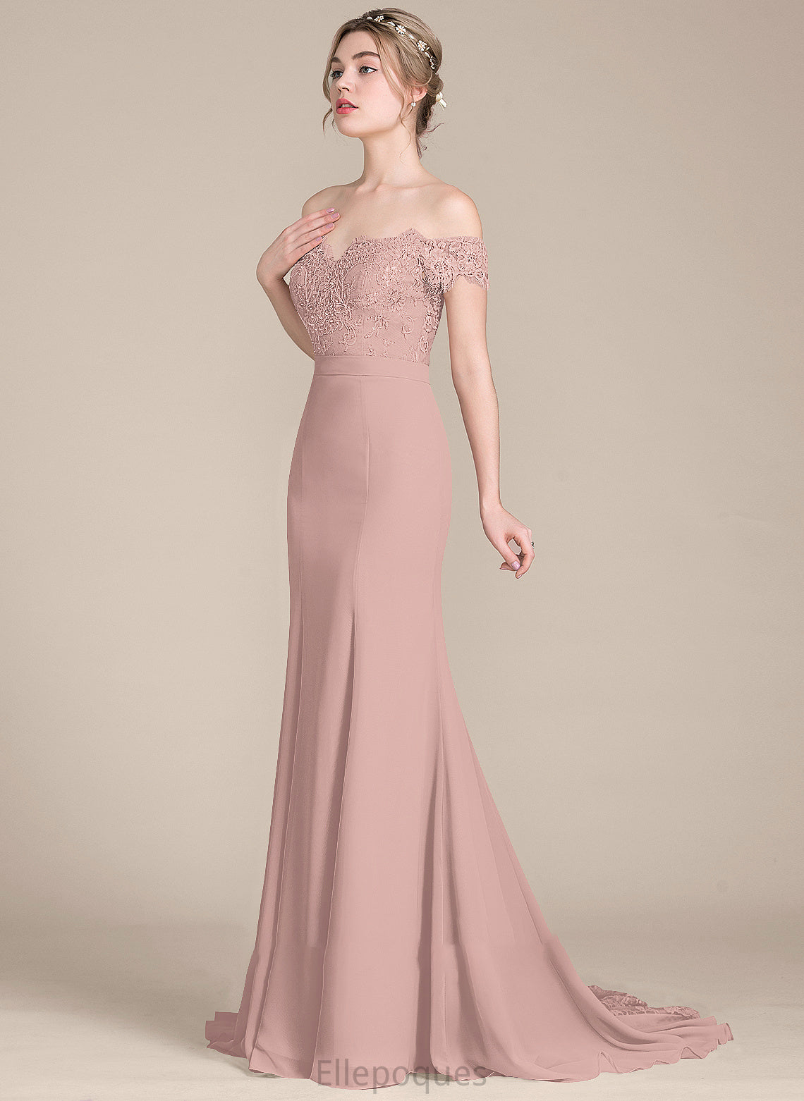 Train Lace Court Prom Dresses Mckinley With Sequins Off-the-Shoulder Chiffon Trumpet/Mermaid