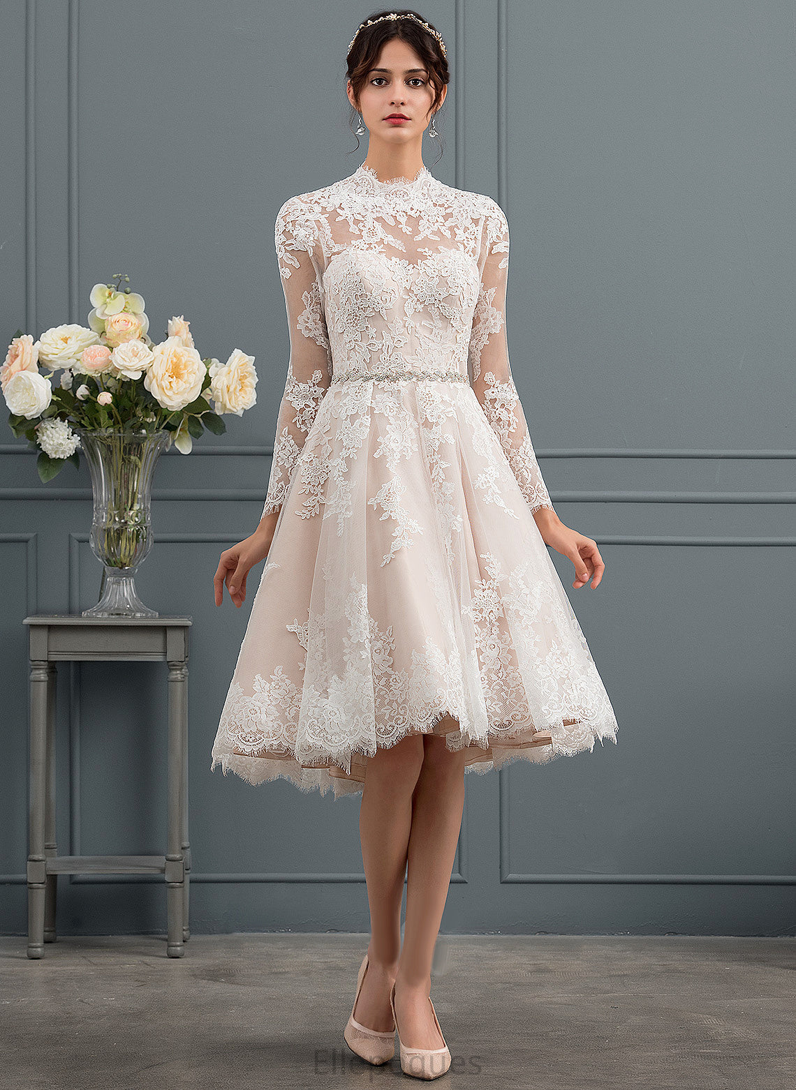 Dress A-Line Tulle Wedding Dresses Mylee Knee-Length Wedding Illusion Lace