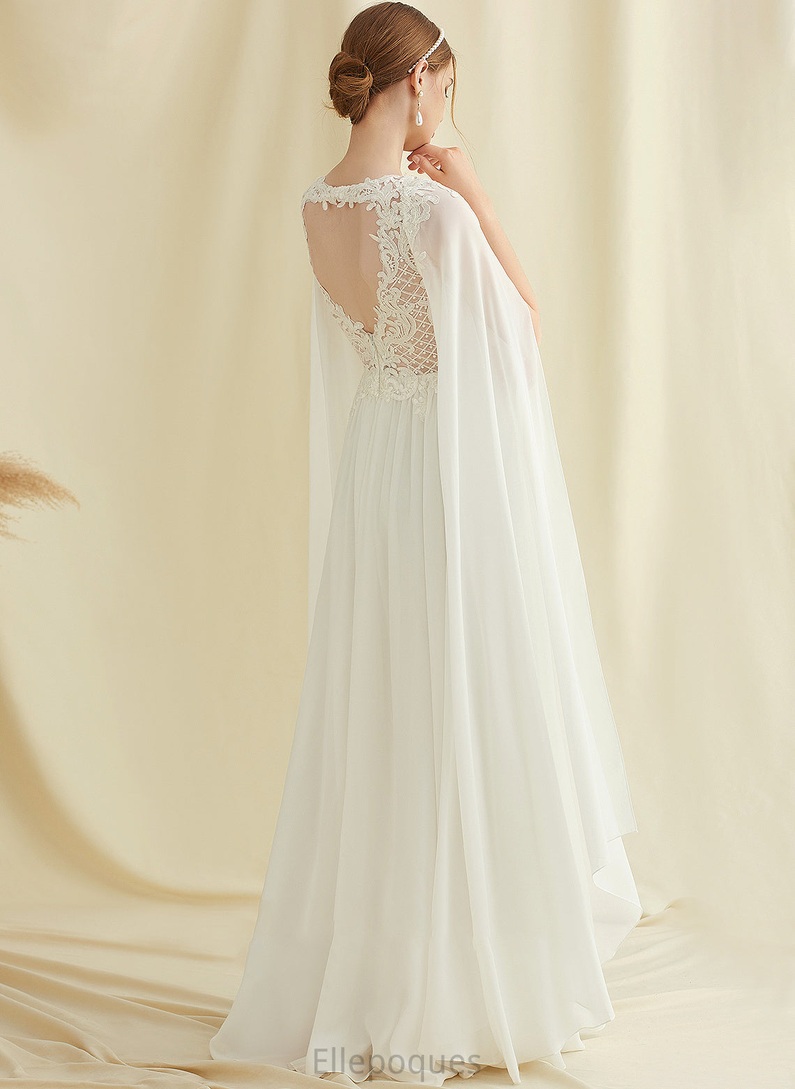 Wedding Dresses With Wedding Chiffon A-Line Dress Sequins Floor-Length V-neck Mariah Lace