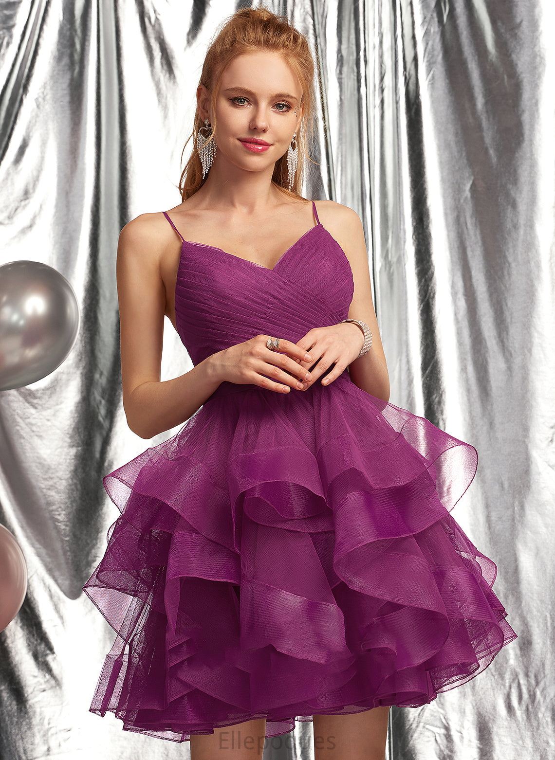 Short/Mini Dress Homecoming Imani V-neck Tulle Ball-Gown/Princess Homecoming Dresses