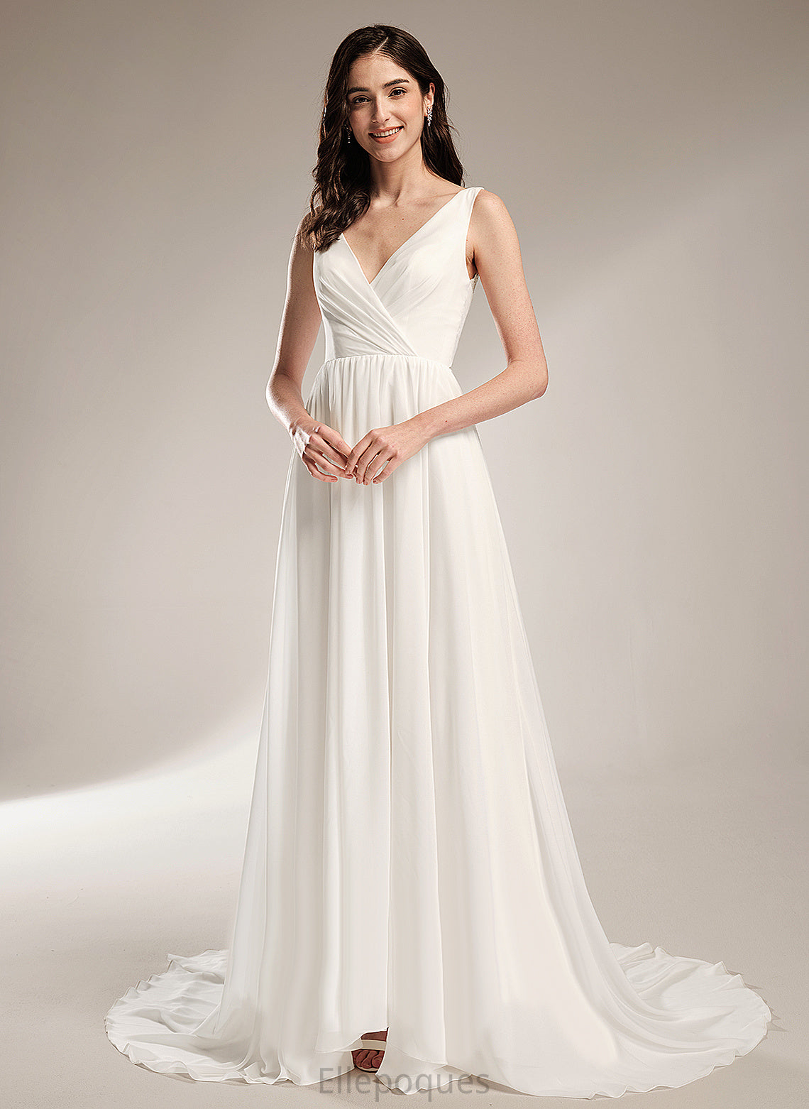 Train Lace Court Gia Wedding Dresses Chiffon A-Line V-neck Wedding With Dress