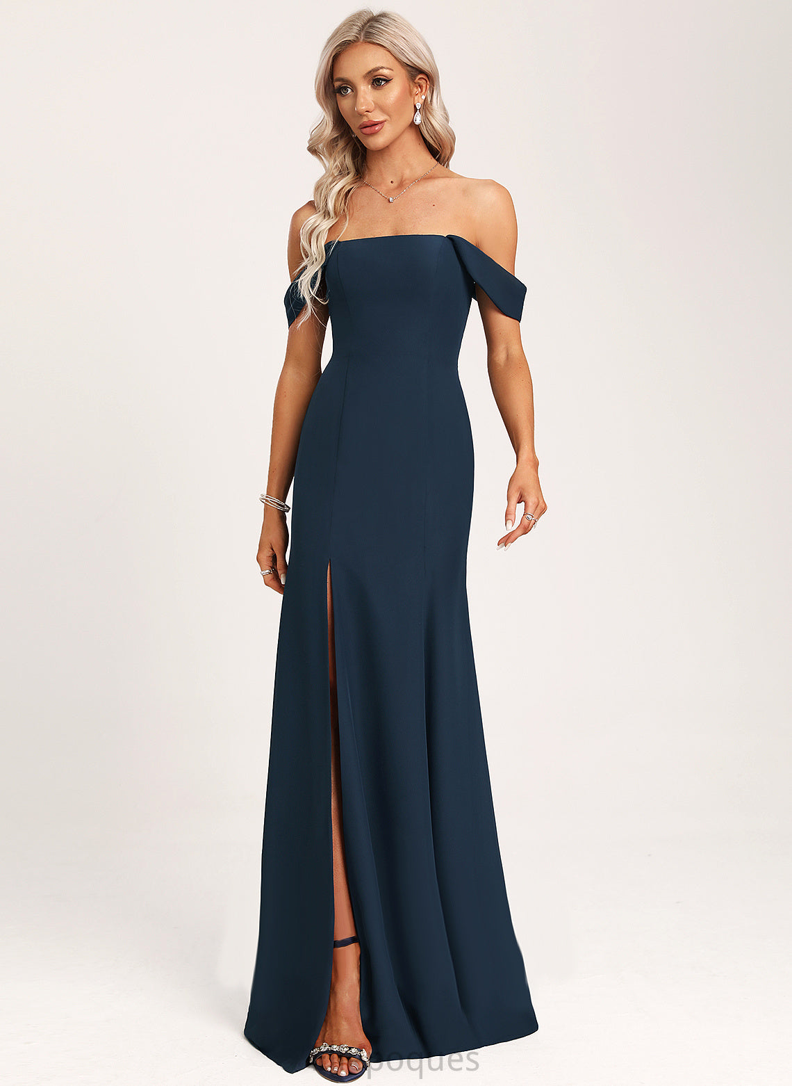 Trumpet/Mermaid Off-the-Shoulder Floor-Length Silhouette Straps&Sleeves Neckline Length Fabric Patsy Bridesmaid Dresses