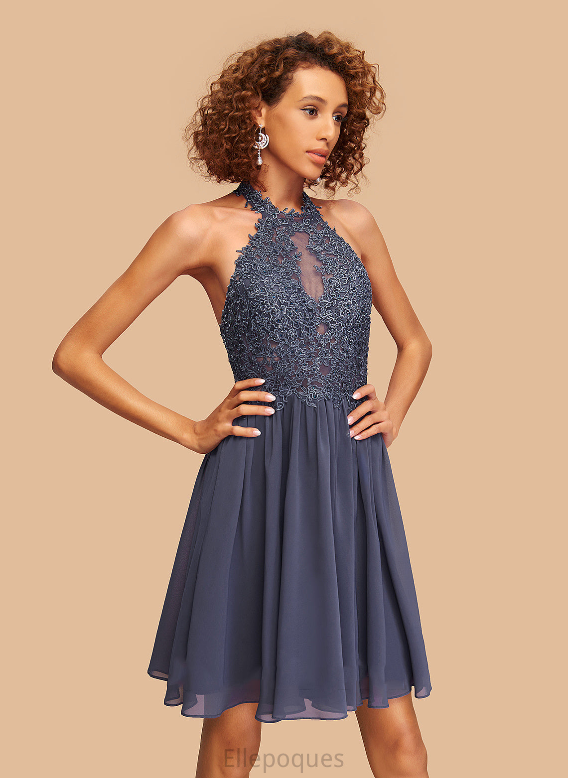 Dress Chiffon Homecoming Lace With Short/Mini Beading Halter A-Line Jan Homecoming Dresses