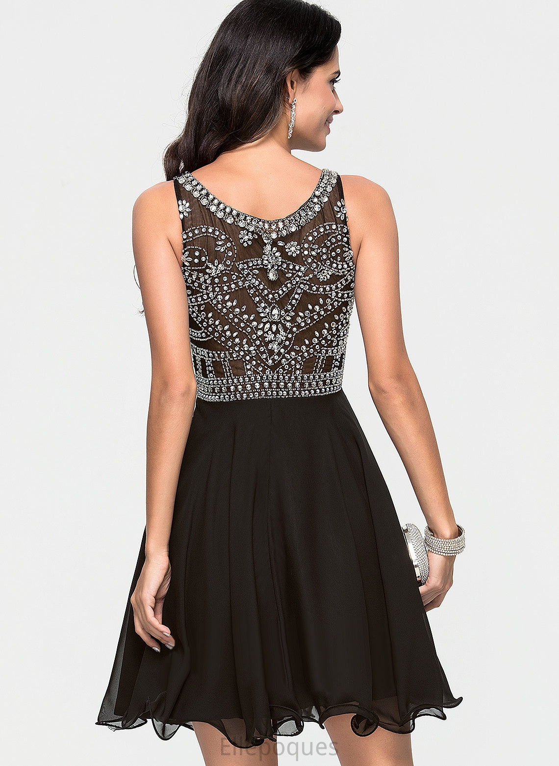 Homecoming Jode Beading Dress Scoop With Chiffon A-Line Short/Mini Neck Sequins Homecoming Dresses