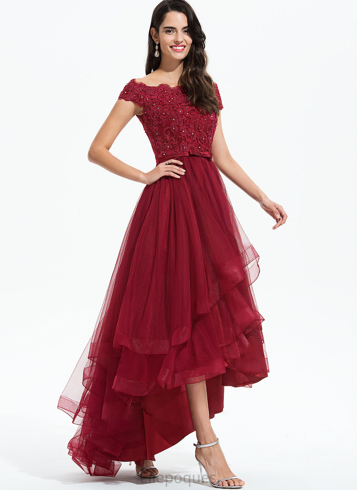 Wedding Dresses Wedding Giana Dress Ball-Gown/Princess With Beading Off-the-Shoulder Asymmetrical Tulle Bow(s) Sequins