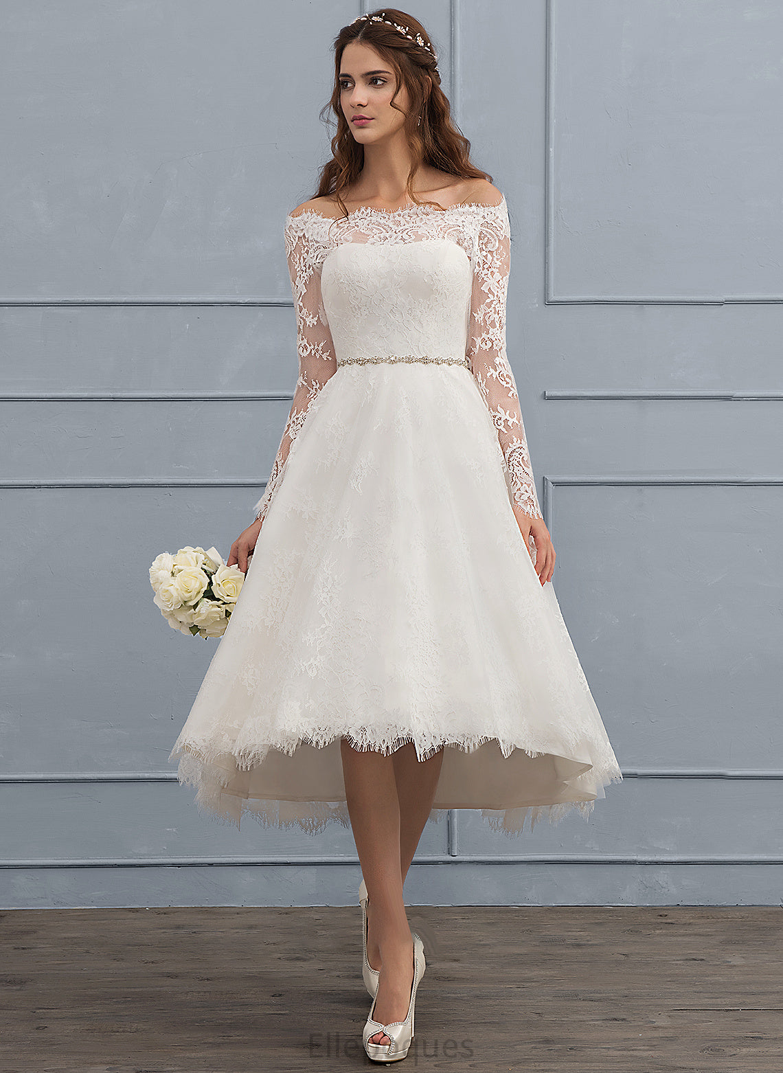 Dress A-Line With Wedding Asymmetrical Beading Lace Wedding Dresses Kianna