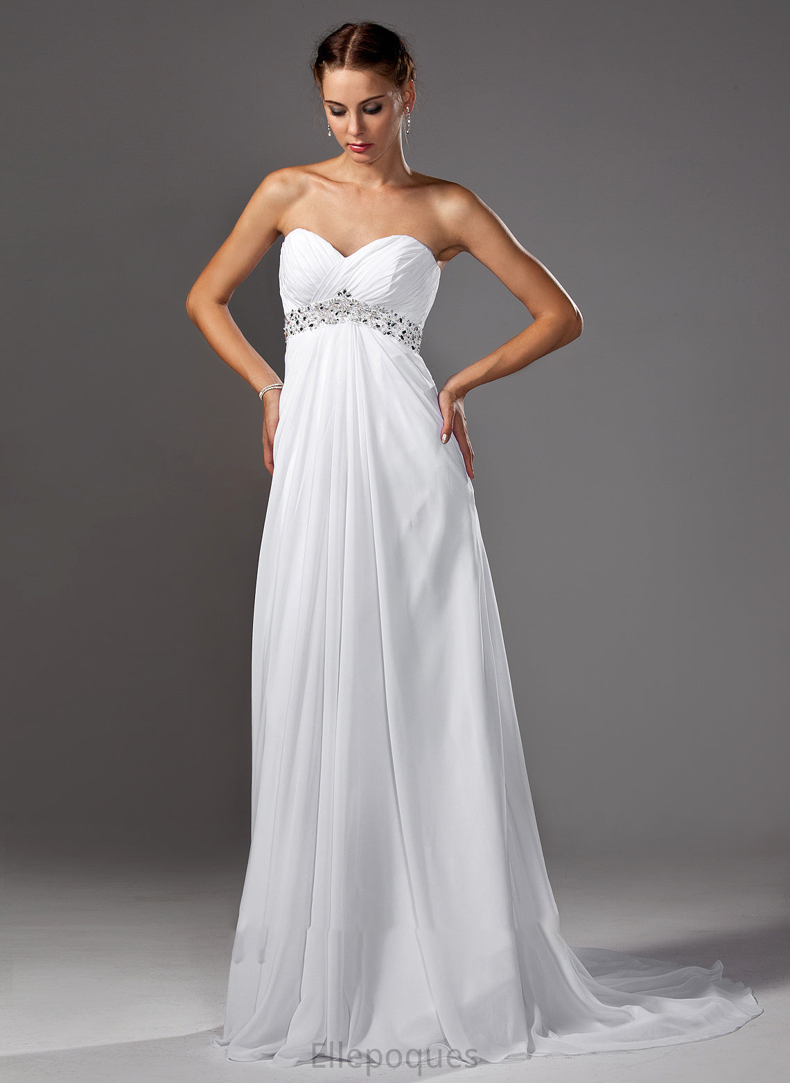 Empire Train Wedding With Sweep Beading Dress Jimena Ruffle Wedding Dresses Chiffon Sweetheart