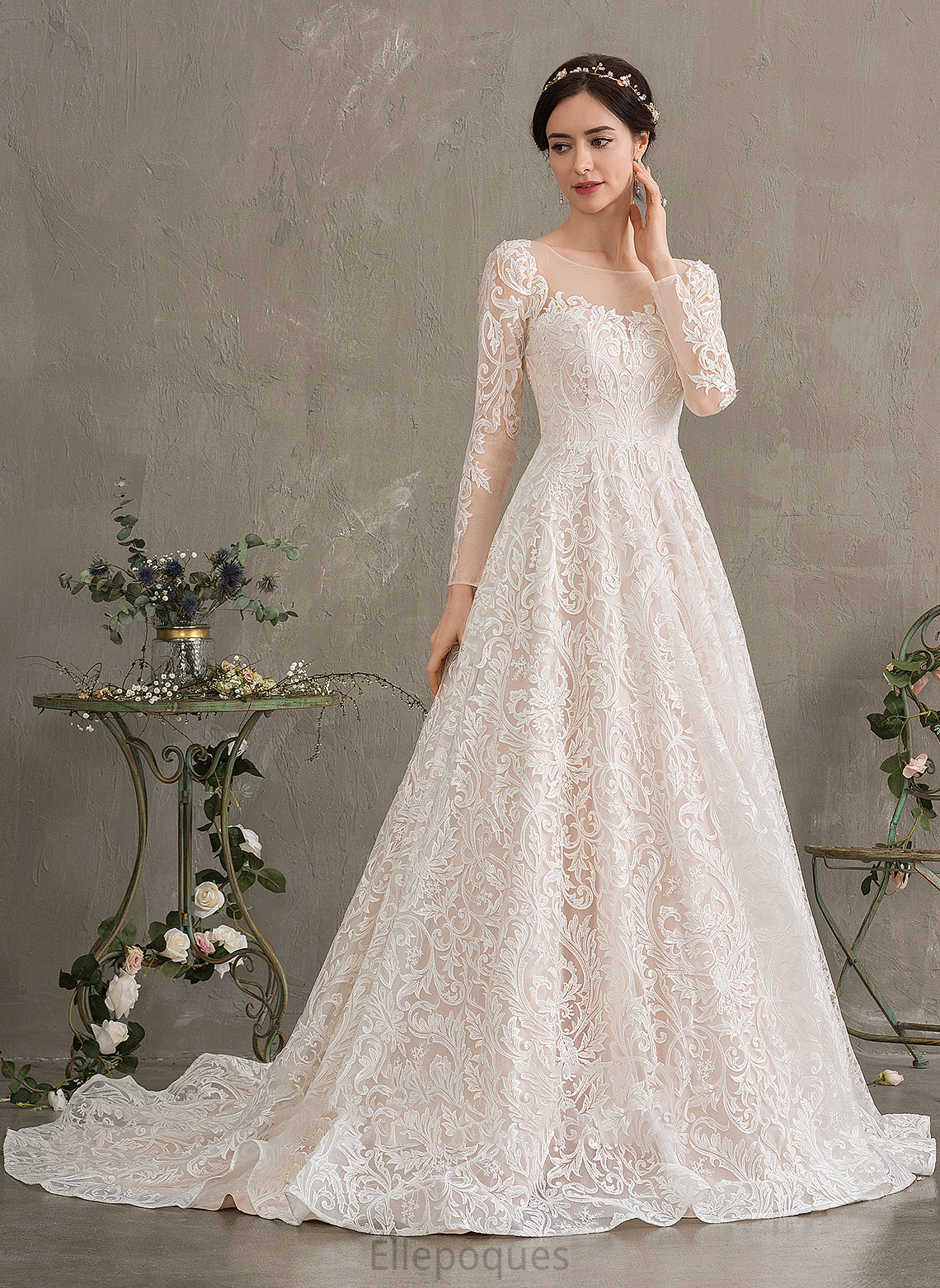 Court Illusion Train Wedding Annika Wedding Dresses Lace Ball-Gown/Princess Dress