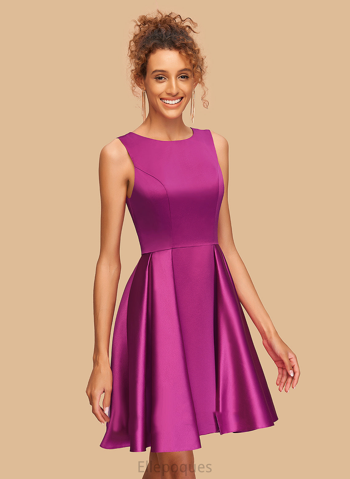 Homecoming Dresses Elisa Scoop Neck A-Line Dress Short/Mini Homecoming Satin