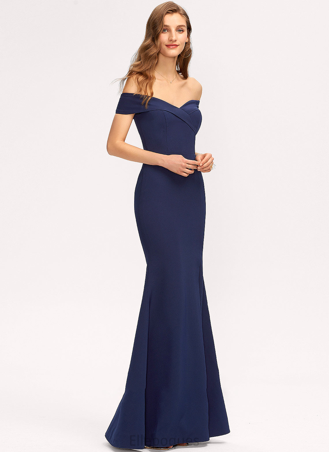 Floor-Length Embellishment SplitFront Off-the-Shoulder Silhouette Neckline Length Fabric Trumpet/Mermaid Brynn Floor Length Spaghetti Staps Bridesmaid Dresses