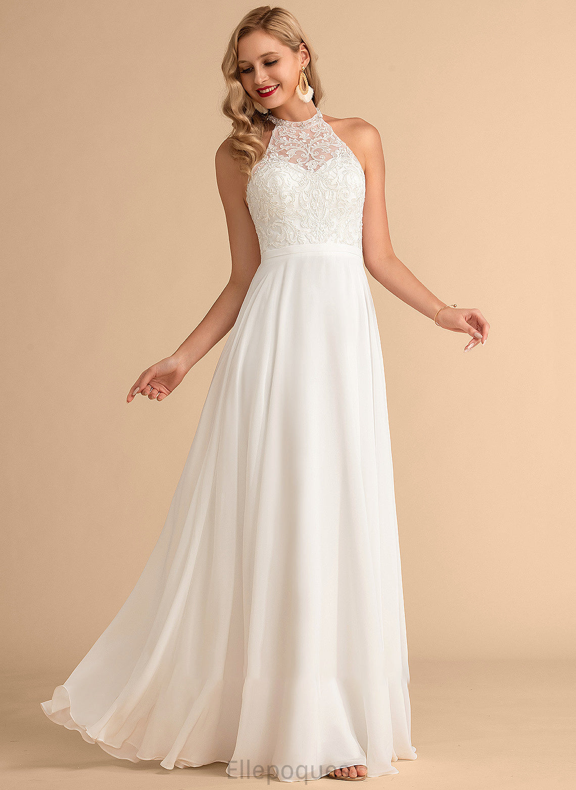 Chiffon Floor-Length Wedding Dresses Damaris Dress Wedding A-Line High Neck