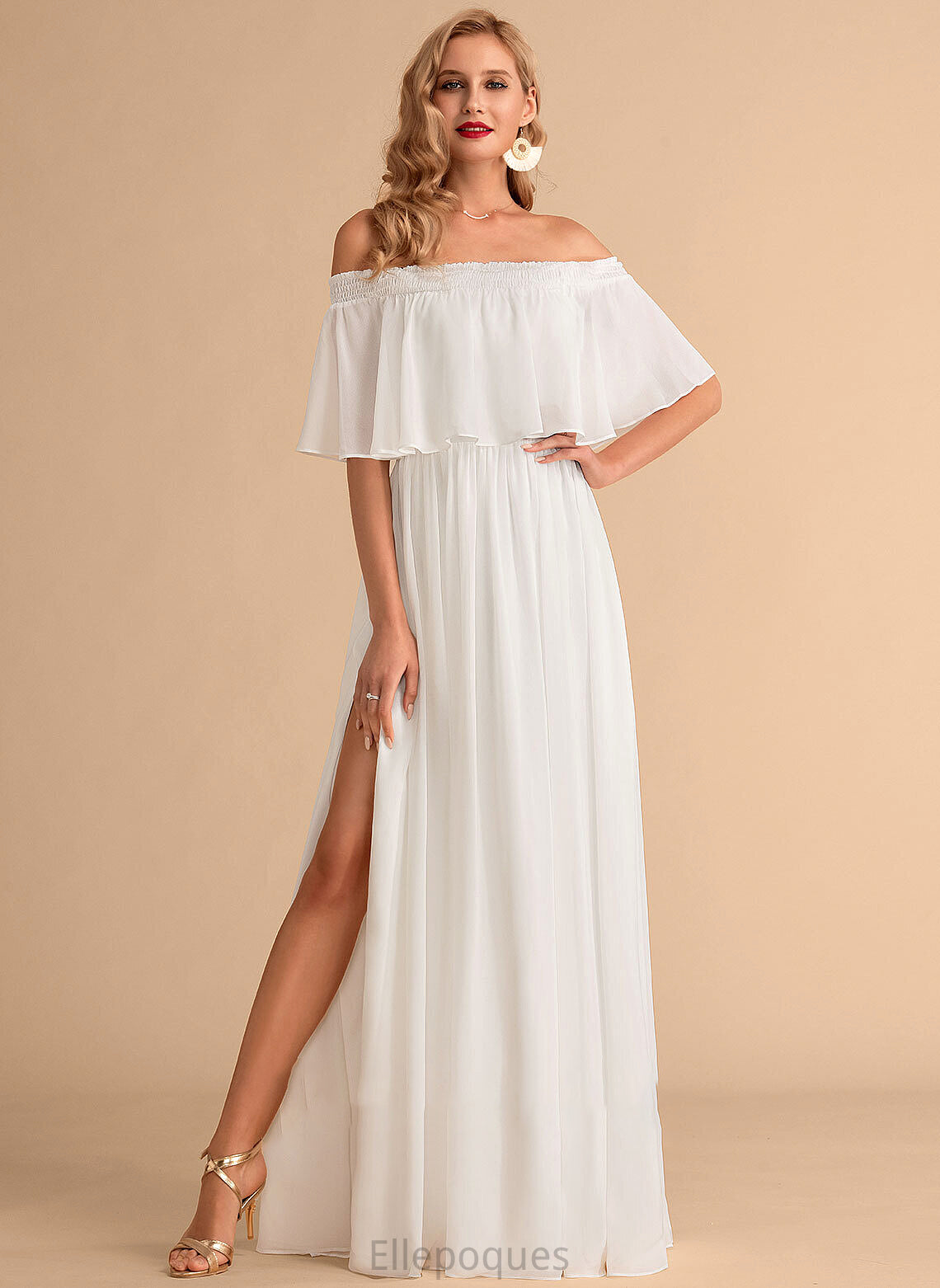 Floor-Length With Chiffon Wedding Wedding Dresses Front Lydia Dress Split A-Line