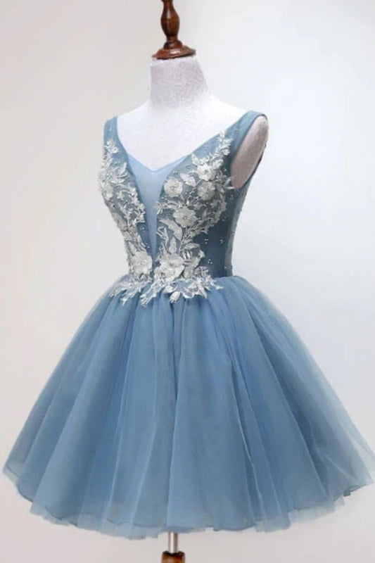 Princess Homecoming Dress V Neck Appliques Short/Mini