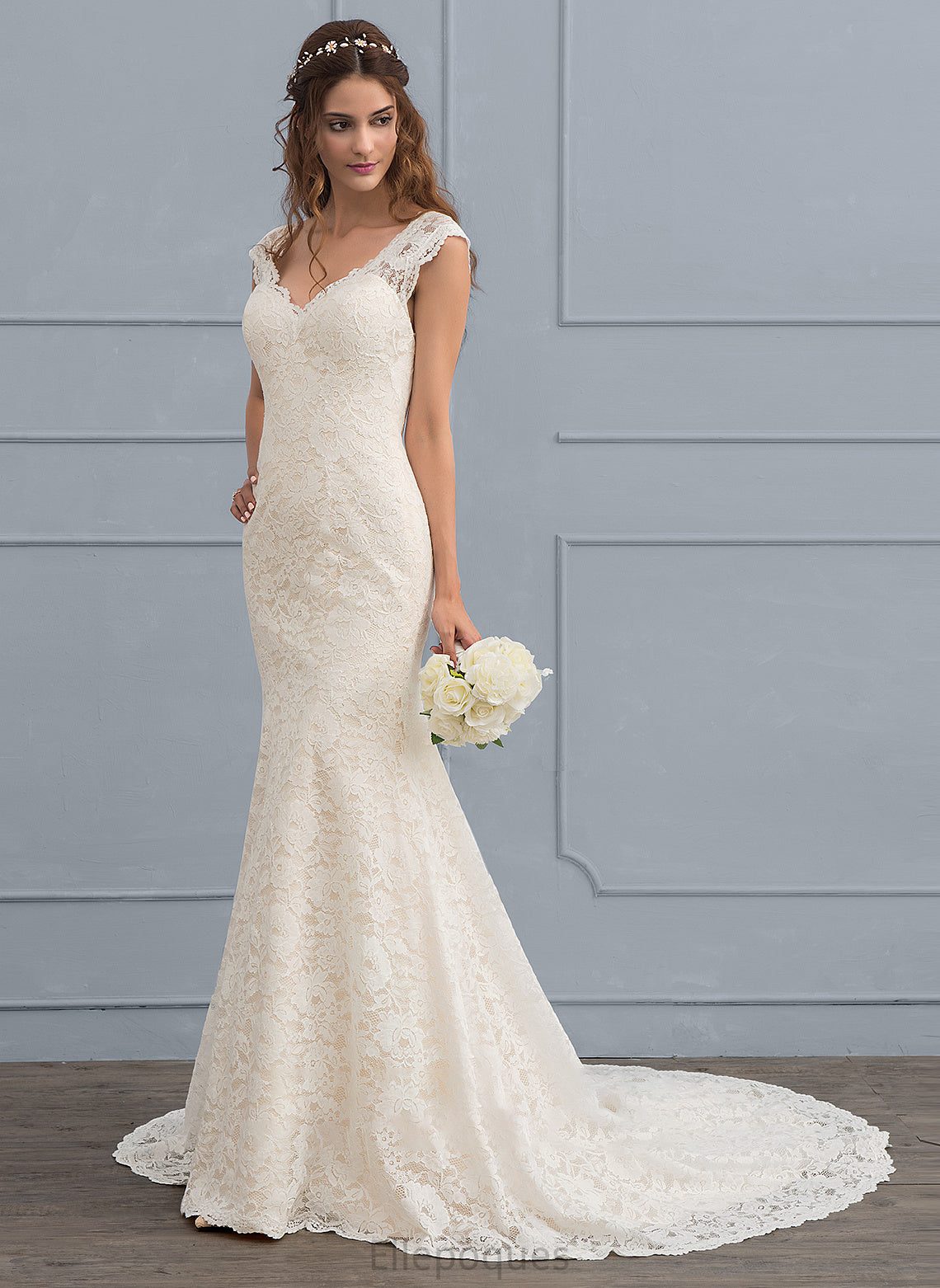 Wedding Janae Lace Wedding Dresses Trumpet/Mermaid Train V-neck Court Dress