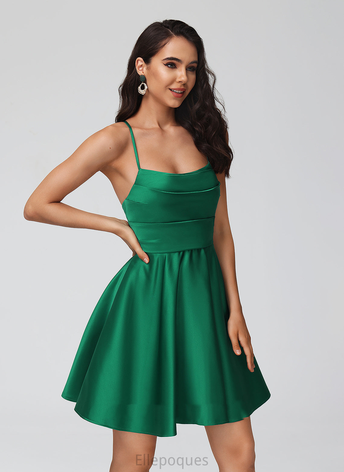 Neck With Pleated Homecoming Satin Short/Mini Dress Homecoming Dresses Cowl A-Line Lana